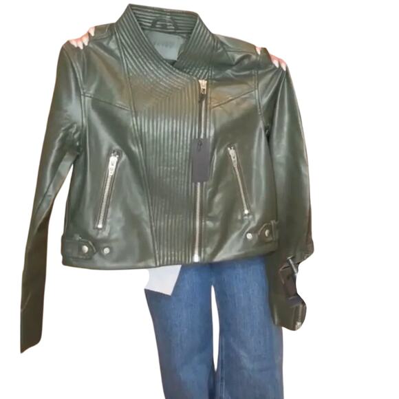 BlankNYC Olive Quilted Detail Moto Jacket, Size S, New with Tag - Picture 3 of 12